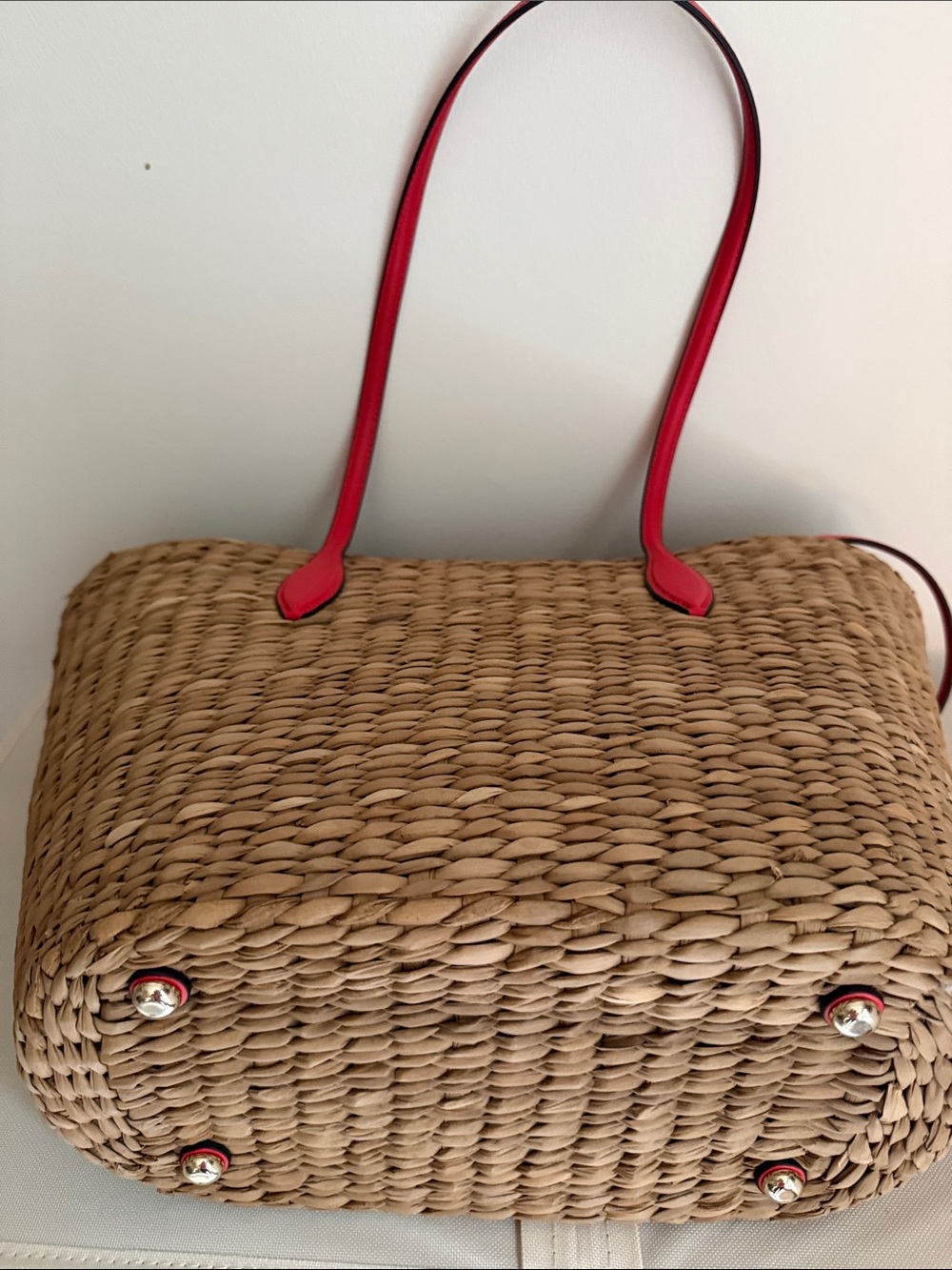 kate spade Straw Tote with Red Crab Applique - Picture 5 of 6
